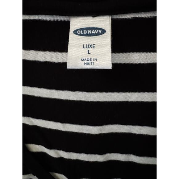 Old Navy Luxe Line Striped V Neck T Shirt Lightweight Ultra Soft Short Sleeve LG - Picture 3 of 8